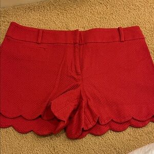 LOFT Red Scalloped High Waist Shorts